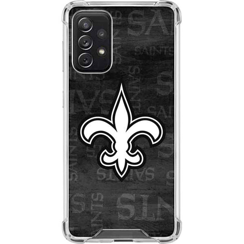 NFL New Orleans Saints Black & White Galaxy A72 5G Clear Case
